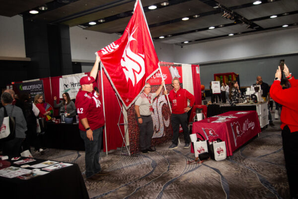 cougsfirst booth at westside show cougar flag